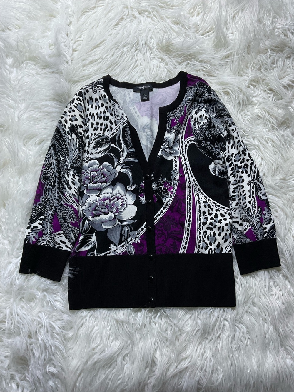 WHBM Lightweight Floral Paisley Cardigan